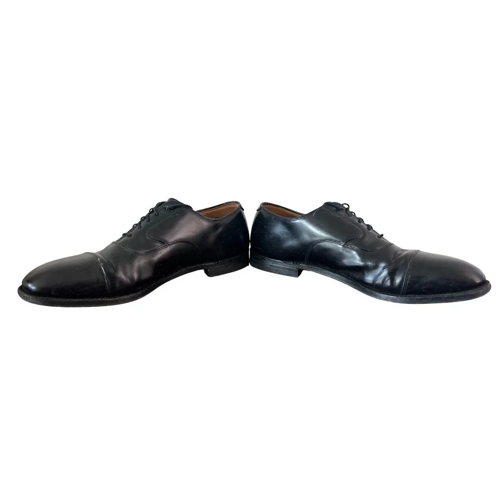 Johnston‎ & Murphy Limited Mens 10.5 D Black Leather Cap Toe Oxford Shoes Italy